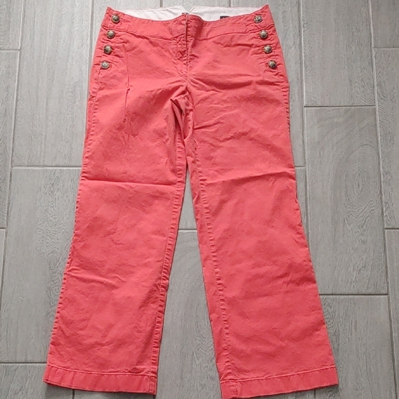 LOFT Coral Wide Leg Trouser Pants with Button Detail Women's Size 12 Streetwear - Picture 4 of 9